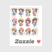 Sticker Belle collante fille (Feuille)