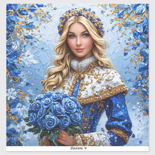 Sticker Belle Demoiselle de Neige (Feuille)