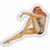 Sticker Belle fille à la tête rouge (Devant)