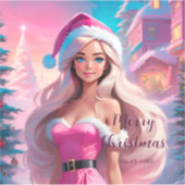 Sticker Belle fille de Noël rose 01 (Devant)