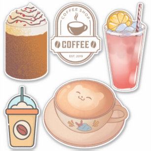 Sticker Belle image de dessin animé Drink Coffee Kawaii Sc