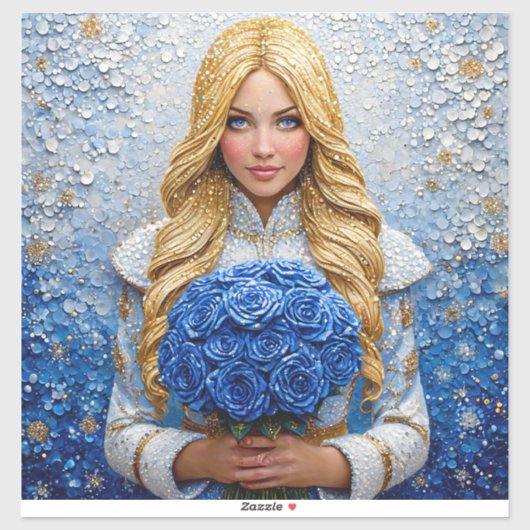 Sticker Belle jeune fille de neige (Feuille)