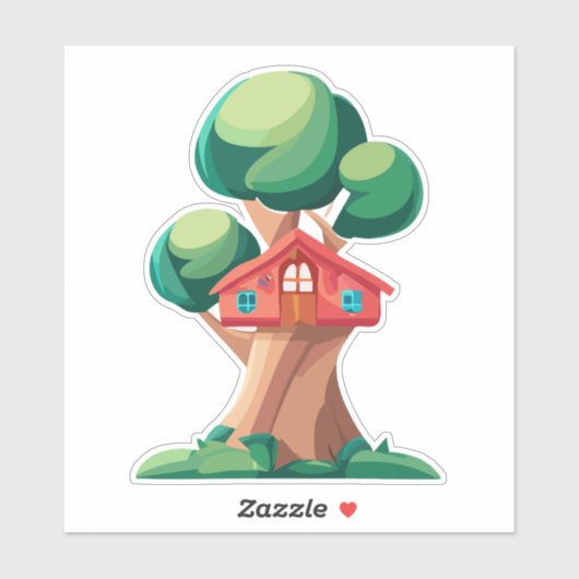 Sticker Belle maison arborée (Feuille)