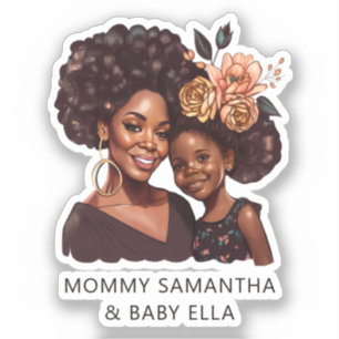 Sticker Belle maman et fille noire (10)