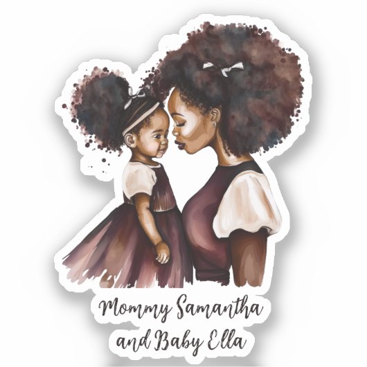 Sticker Belle maman et fille noire (24) (Recto)