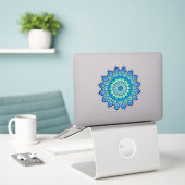 Sticker Belle mandala bleu mystique (Ordinateur portable sur le bureau)