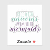 Sticker Belle Marche Script avec Unicorns Nager avec des s (Feuille)