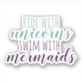 Sticker Belle Marche Script avec Unicorns Nager avec des s (Devant)