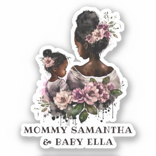 Sticker Belle mère et fille noire (7) (Recto)