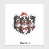 Sticker Belle Noël Bernese Mountain Dogs Santa Hat Hol (Feuille)