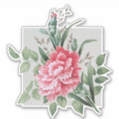 Sticker Belle oeillet rose Vintage | BG Argent (Devant)