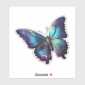 Sticker Belle papillon bleu avec des accents d'or (Feuille)