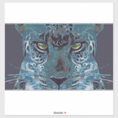 Sticker Belle peau de léopard blues, yeux dorés autocollan (Feuille)