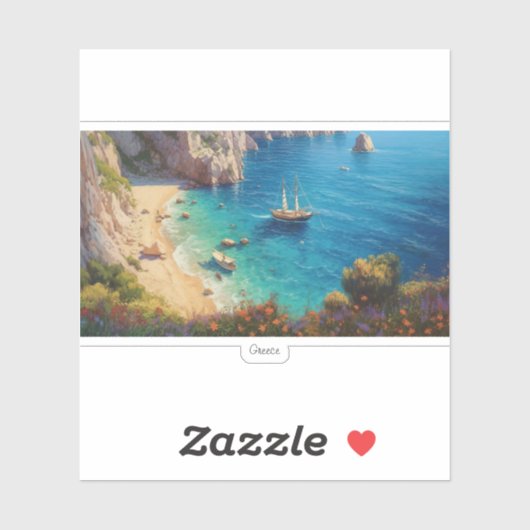 Sticker Belle plage en Grèce (Feuille)