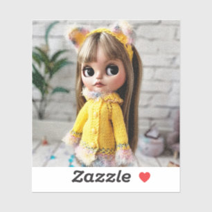 Sticker Belle poupée Blythe grands yeux mode style fun