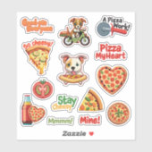 Sticker Belle Série de pizzas de la Saint Valentin (Feuille)