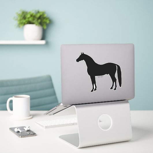 Sticker Belle Silhouette de cheval noir Stallion (Ordinateur portable sur le bureau)