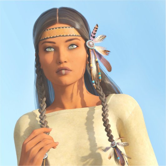 Sticker Belle tenue autochtone amérindienne (Recto)