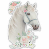Sticker Belle tête de cheval blanc Boho Floral (Devant)