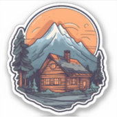 Sticker Belle vue Vacances Accueil Cabine de montagne (Devant)