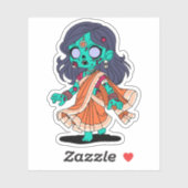 Sticker Belle Zombie indienne (Feuille)