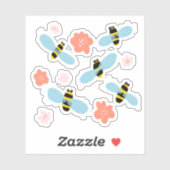 Sticker Belles abeilles et fleurs (Feuille)