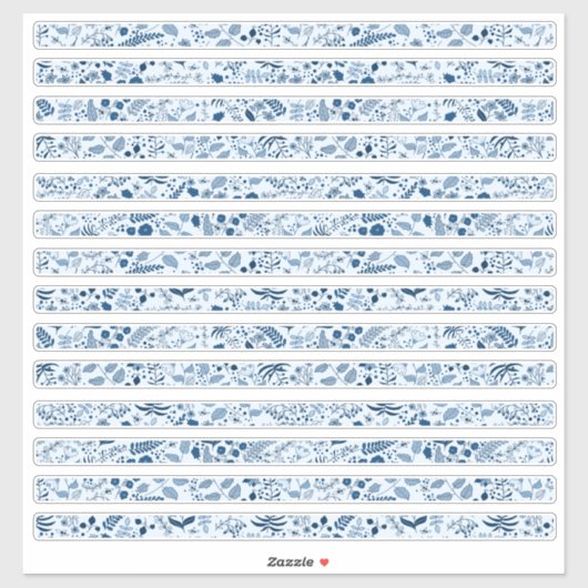 Sticker Belles bordures de fleurs boho bleues (Feuille)