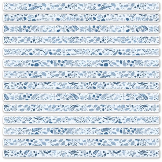 Sticker Belles bordures de fleurs boho bleues (Devant)