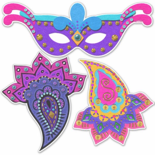 Sticker Belles décorations Mardi Gras (Devant)