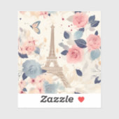 Sticker Belles Fleurs et Tour Eiffel Paris (Feuille)