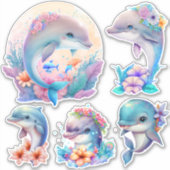 Sticker Belles illustrations de dauphins (Devant)
