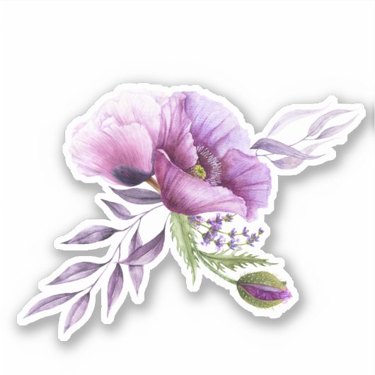 Sticker Belles Poppies pourpres (Devant)