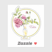 Sticker Belles roses roses et vase roses (Feuille)