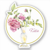 Sticker Belles roses roses et vase roses (Devant)