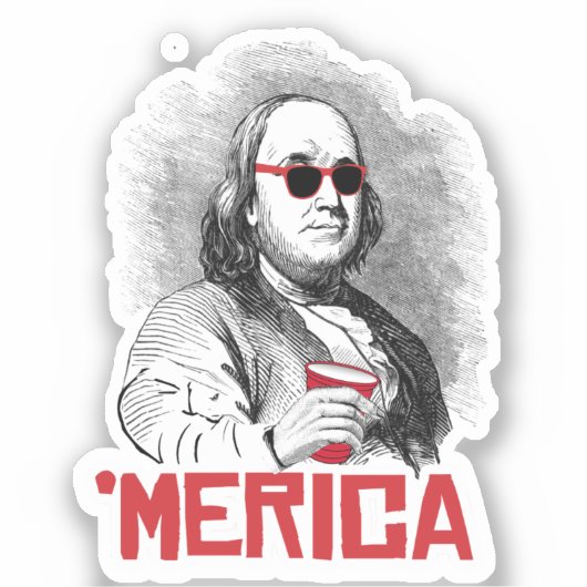 Sticker Ben Franklin 'Parti Américain (Recto)