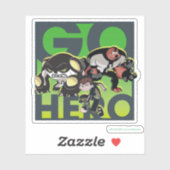 Sticker Ben Tennyson, Cannonbolt et Four Arms - Go Hero (Feuille)