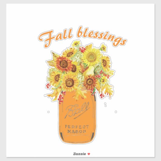 Sticker Bénédiction d'automne fleuri (Feuille)