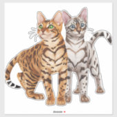 Sticker Bengale Cat Buddies Rosette et Snow Bengale Cats P (Feuille)