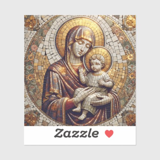 Sticker Béni Mère Marie et Bébé Jésus | Noël (Feuille)