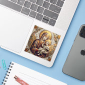 Sticker Béni Mère Marie et Bébé Jésus | Noël (Ordinateur portable avec iPhone)