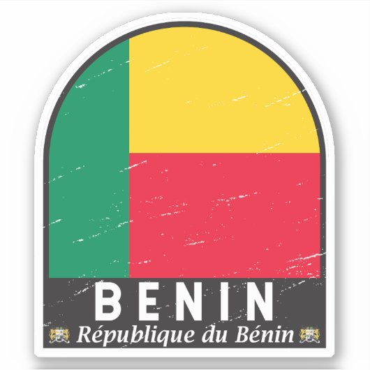 Sticker Bénin Distresse Vintage (Devant)