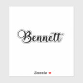 Sticker Bennett Nom - Calligraphie manuscrite (Feuille)