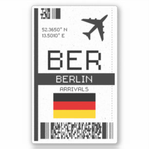 Sticker BER Berlin Boarding Pass - Allemagne Travel