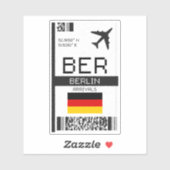 Sticker BER Berlin Boarding Pass - Allemagne Travel (Feuille)