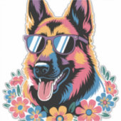 Sticker Berger allemand néon avec lunettes de soleil (Devant)