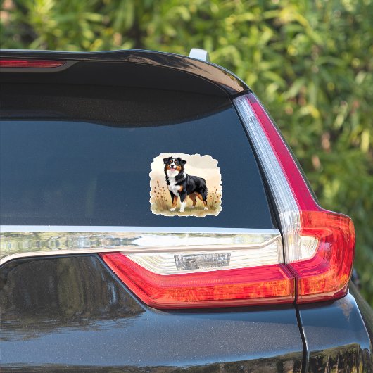 Sticker Berger australien Tricolore noir Chien australien (Côté voiture)