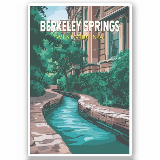 Sticker Berkeley Springs West Virginia Illustration Voyage (Devant)