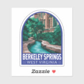Sticker Berkeley Springs West Virginia Illustration Voyage (Feuille)