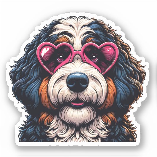 Sticker Bernedoodle Vinyl Dog (Devant)