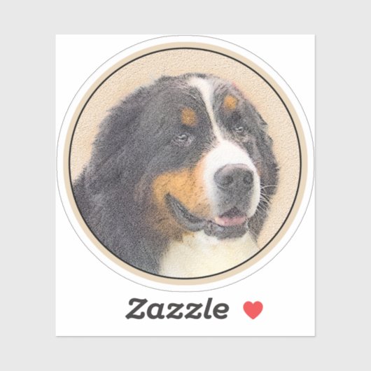 Sticker Bernese Mountain Dog 2 Peinture - Art original Chi (Feuille)